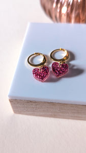 Boucle d'oreille coeur, rose MP