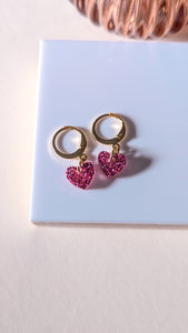 Boucle d'oreille coeur, rose MP