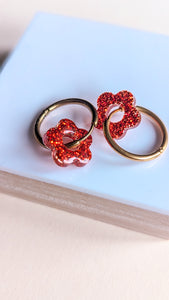 Boucles d'oreilles fleurs : rouge