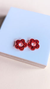 Boucles d'oreilles fleurs : rouge