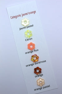 Boucle d'oreille fleur, collection jaune/orange