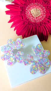 Boucles d'oreilles maxi fleur candy confettis