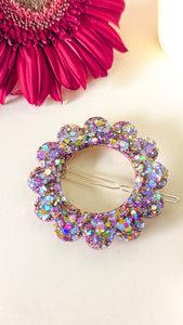Barrette ronde fleur automne