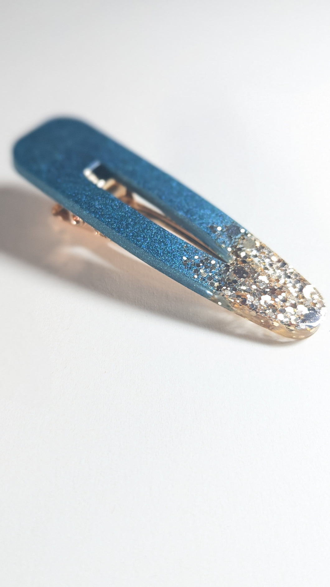 Barrette résine couleur automnale, touche dorée / triangulaire