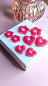 Pampilles résine époxy rose flashy| coeur petit format