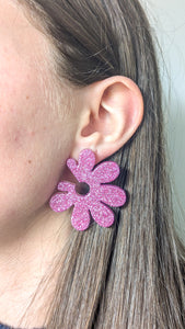 Boucles d'oreilles maxi fleur rose