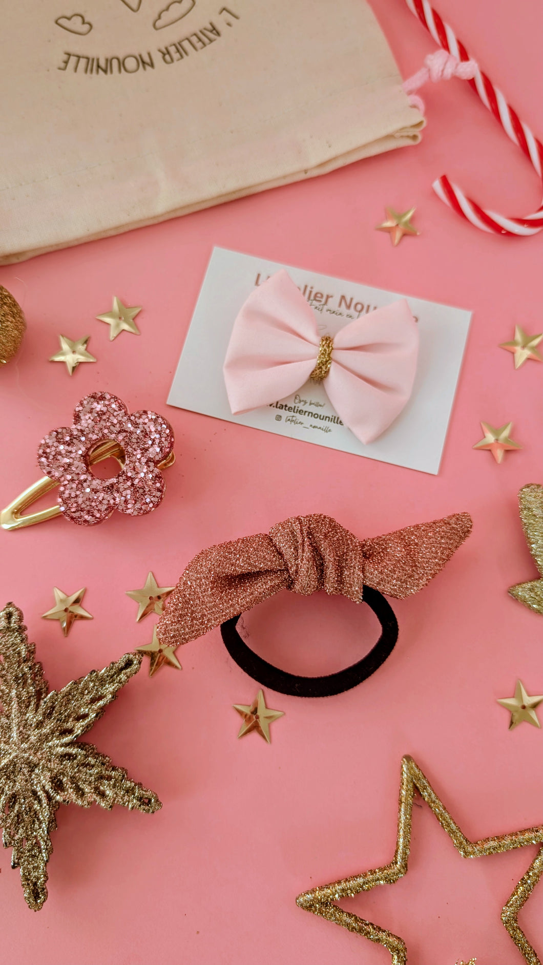 Lot de 3 créations( S / rose )– Surprise à glisser dans le calendrier de l’Avent