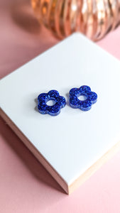 Pampilles résine époxy bleu électrique | fleur petit format