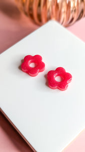 Pampilles résine époxy rose flashy| fleur petit format
