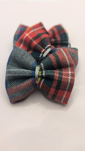 Barrette christmas tartan gris