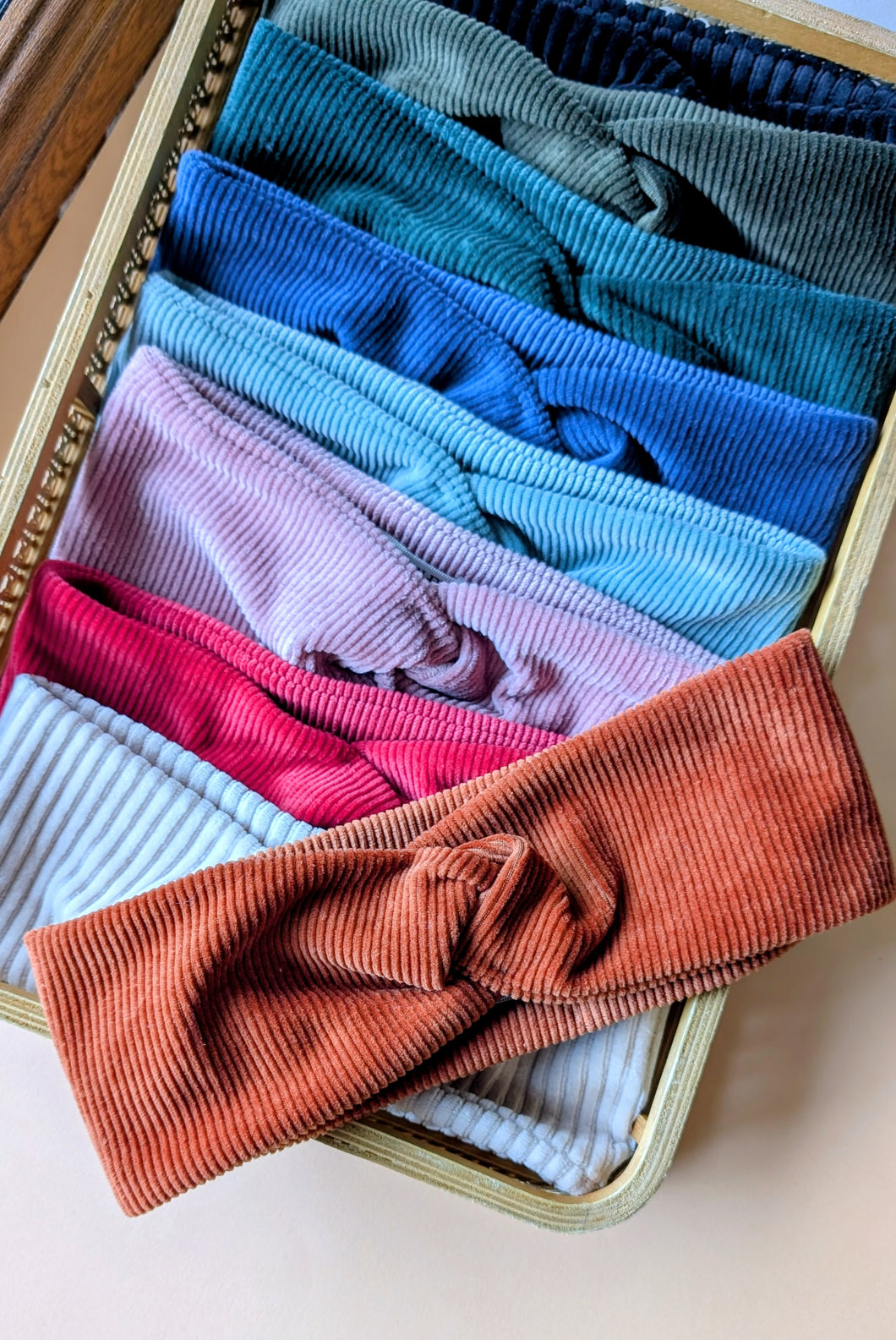 Bandeau velours rouille