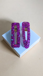 Barrette pailletée - rose