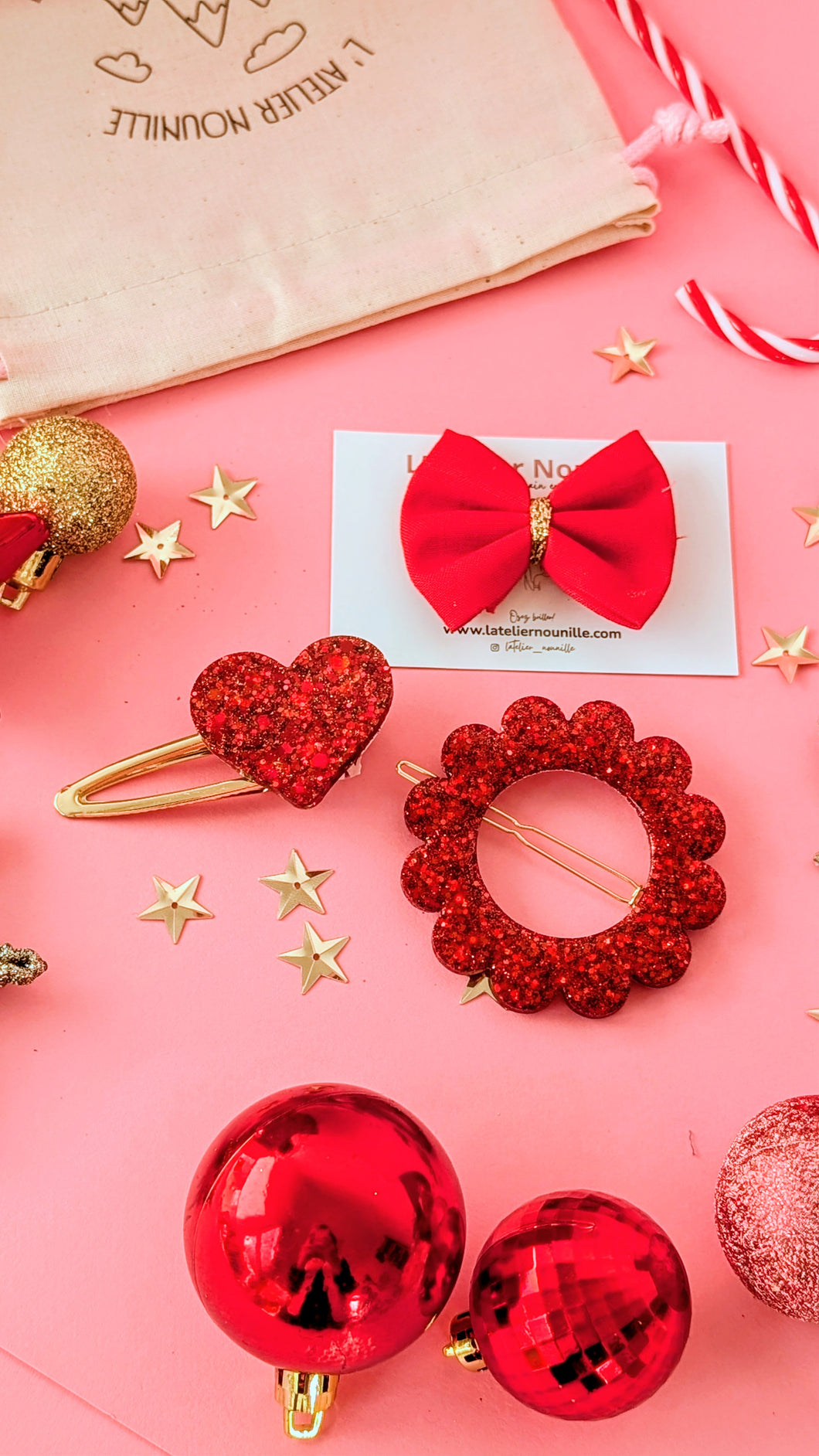 Lot de 3 créations( M/ rouge )– Surprise à glisser dans le calendrier de l’Avent