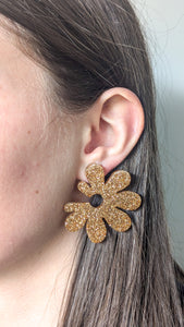Boucles d'oreilles maxi fleur dorée