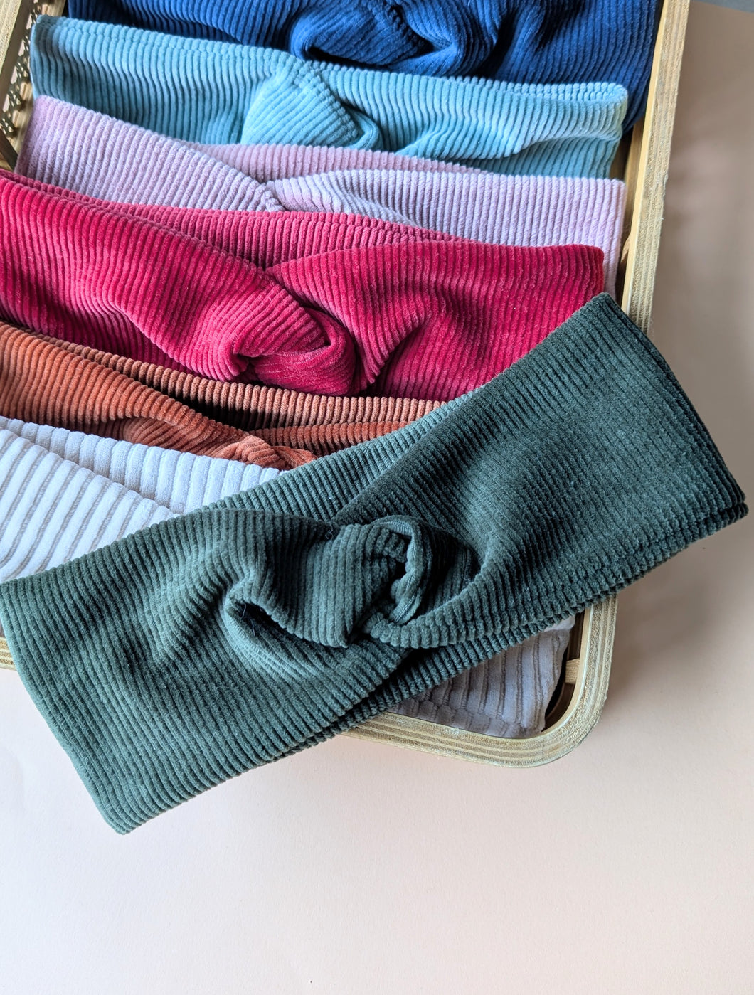Bandeau velours kaki