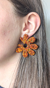 Boucles d'oreilles maxi fleur orange