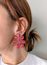 Charger l'image dans la galerie, Boucles d'oreilles maxi fleur orange/fushia

