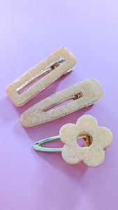 Barrette résine - orange pastel