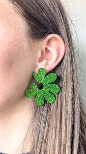 Boucles d'oreilles maxi fleur verte