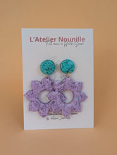 Charger l'image dans la galerie, Boucles d'oreilles soleil vertes et violettes
